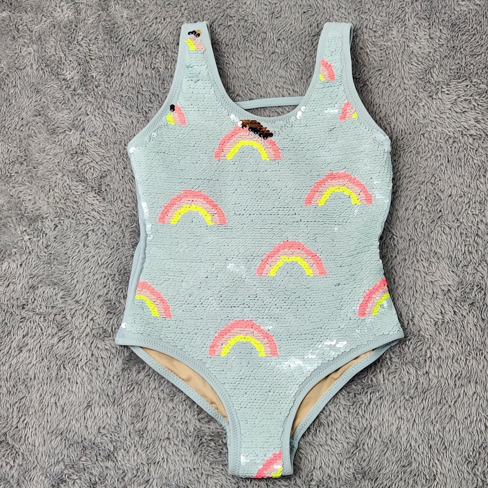 Shade Critters Swimsuit Girls 3T Blue Rainbow‎ Sequin One Piece SG01A-169 Beach